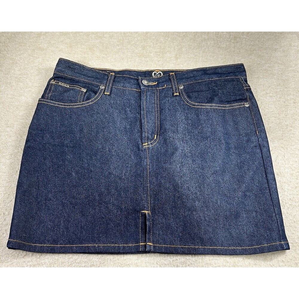 Vintage 90’s XOXO Jean Mini Denim Skirt Sz 9/10 Dark Wash Made in USA NEW